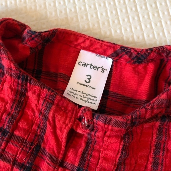 🎉3 For 15$🎉 Carter’s Baby Plaid Blouse Black Red Size 3 Months - Picture 4 of 5